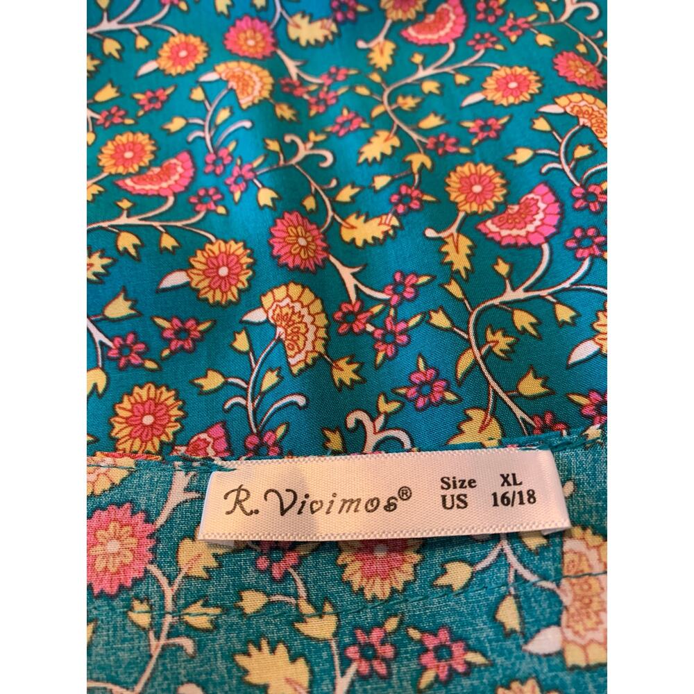 Bohemian Peasant Maxi Dress Romantic Floral Flowy Whimsical Womens SZ XL - Picture 4 of 10